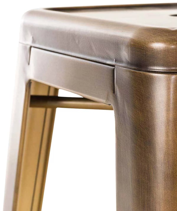 Sæt med 2 Joshua V2 guld metal barstole - Industrielt design, stabelbare, nemme at rengøre