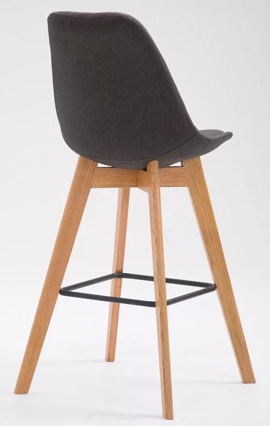 Set med 2 Metz Barstolar, Mörkgrå Tygsits, Ben i Ek, 76 cm Sitthöjd