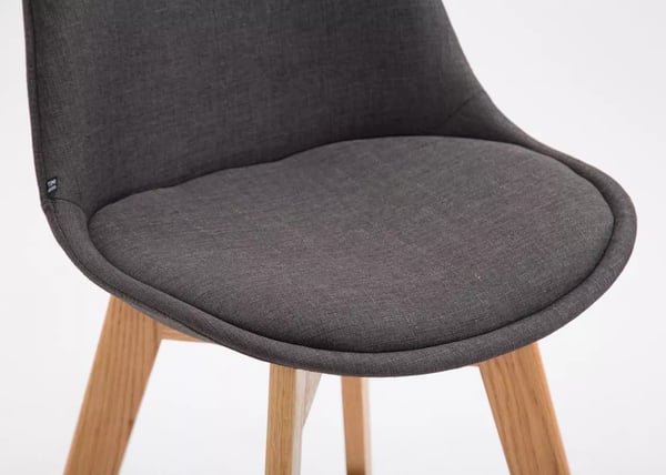 Set med 2 Metz Barstolar, Mörkgrå Tygsits, Ben i Ek, 76 cm Sitthöjd