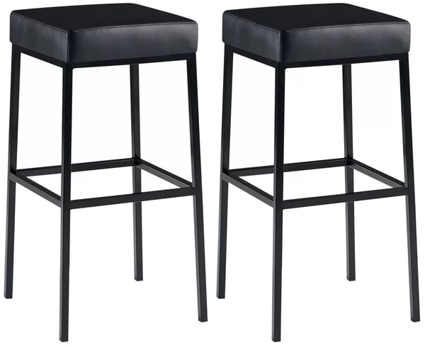 Set med 2 Montreal Barstolar, Svart Konstläder med Metallram