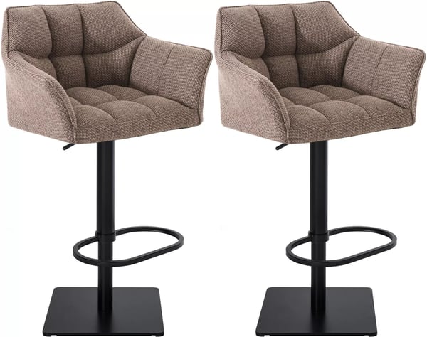 Set med 2 Damaso Terra Bruna Barstolar i Tyg med Metallställ