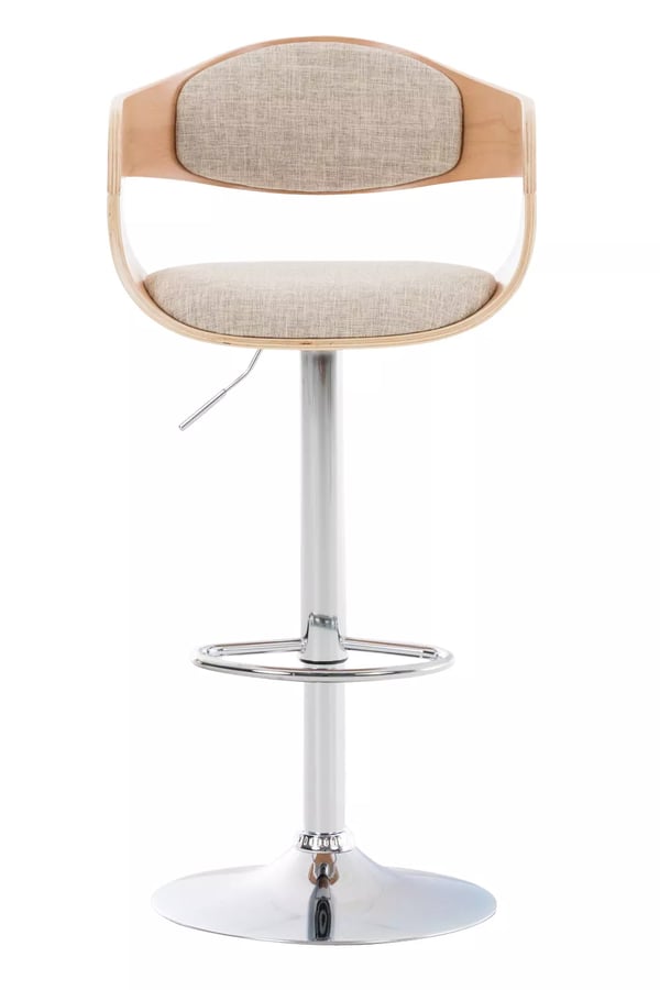 Sæt med 2 Kingston C stof barstole - Natura/creme, krom-look metalramme