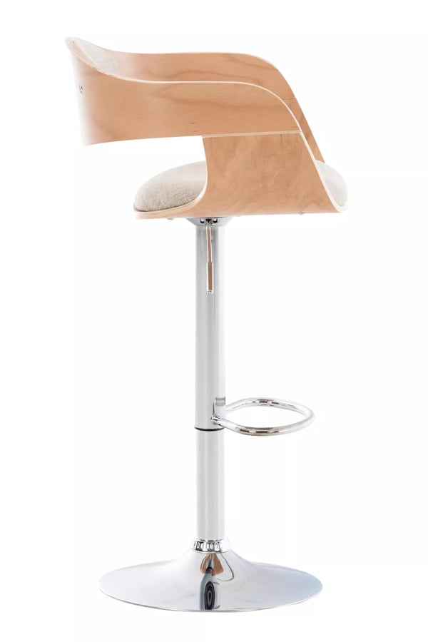 Sæt med 2 Kingston C stof barstole - Natura/creme, krom-look metalramme