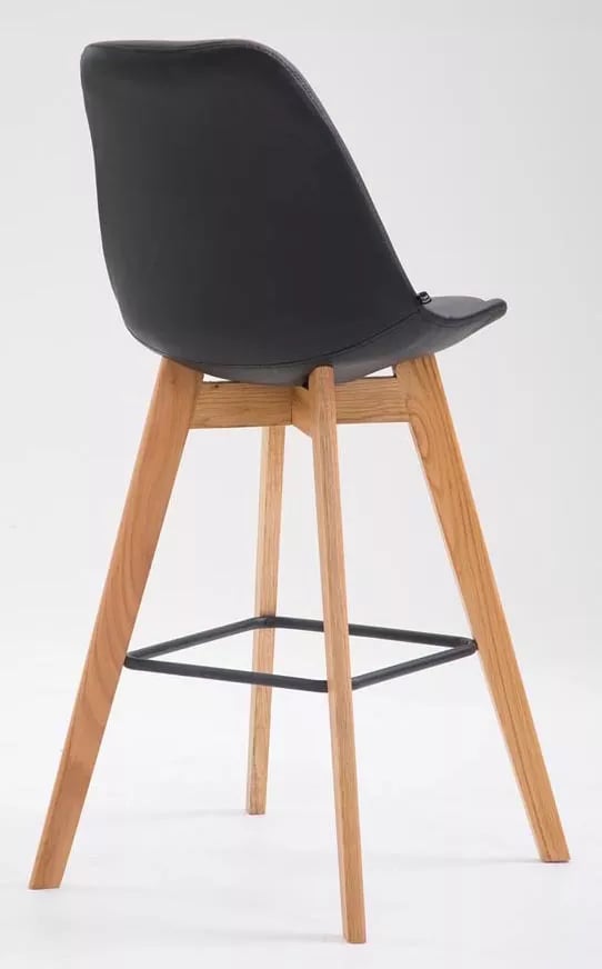 Set med 2 Metz barstolar, svart konstläder, ekträram