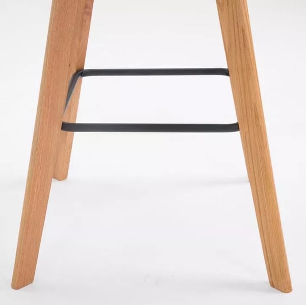 Set med 2 Metz barstolar, gräddfärgat konstläder, naturträram
