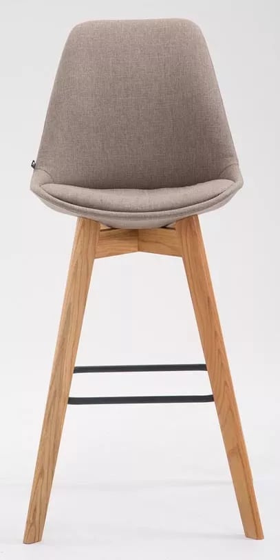 Set med 2 Metz Taupe Barstolar i Tyg med Trästomme