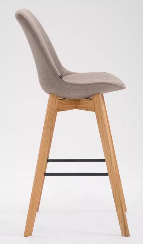 Set med 2 Metz Taupe Barstolar i Tyg med Trästomme