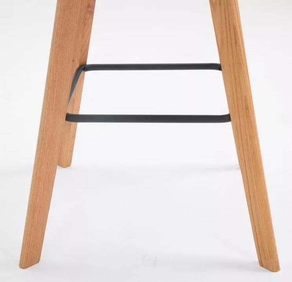 Set med 2 Metz Barstolar - Grå Plast sits, Trästomme, 76cm Sitthöjd