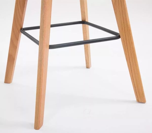 Set med 2 Metz Barstolar - Grön Plast sits, Ek Trästomme, Vadderad sits & rygg, 76cm Sitthöjd