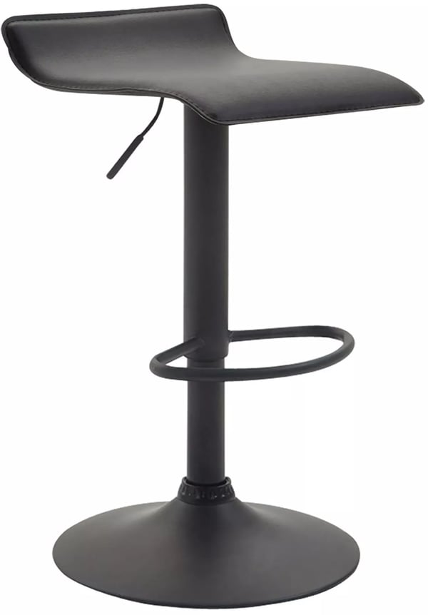 Dyn V2 Svart Barstol i Konstläder med Metallfot - Justerbar Höjd, Svängbar Sits