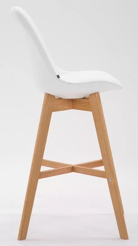 Set med 2 Cannes Barstolar - Vit Konstläder, Träram, 76cm Sitthöjd