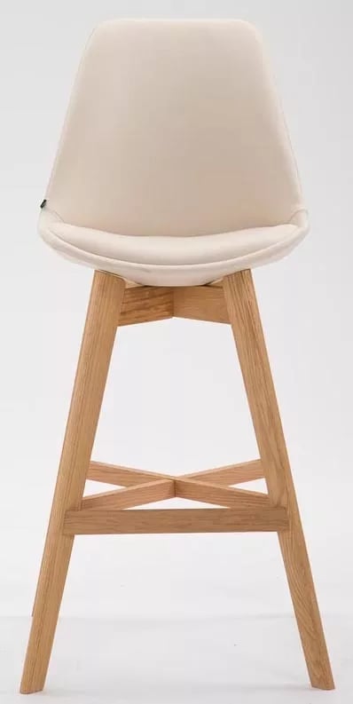 Set med 2 Cannes Barstolar - Krämigt Konstläder, Trästomme, Ergonomisk Design, 112cm Höjd