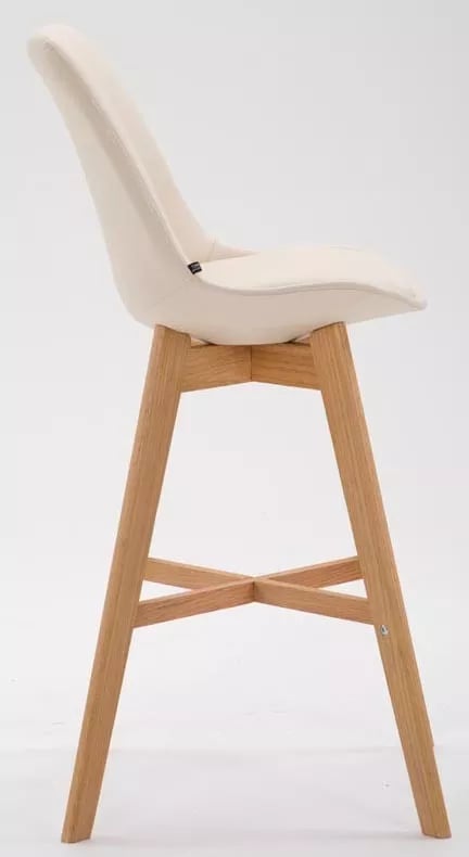 Set med 2 Cannes Barstolar - Krämigt Konstläder, Trästomme, Ergonomisk Design, 112cm Höjd