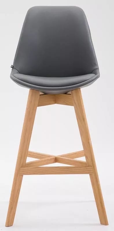 Set med 2 grå barstolar i konstläder med träram och fotstöd - Cannes Collection