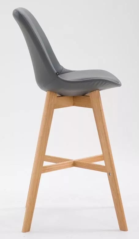 Set med 2 grå barstolar i konstläder med träram och fotstöd - Cannes Collection