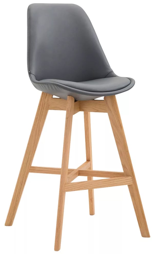 Set med 2 grå barstolar i konstläder med träram och fotstöd - Cannes Collection