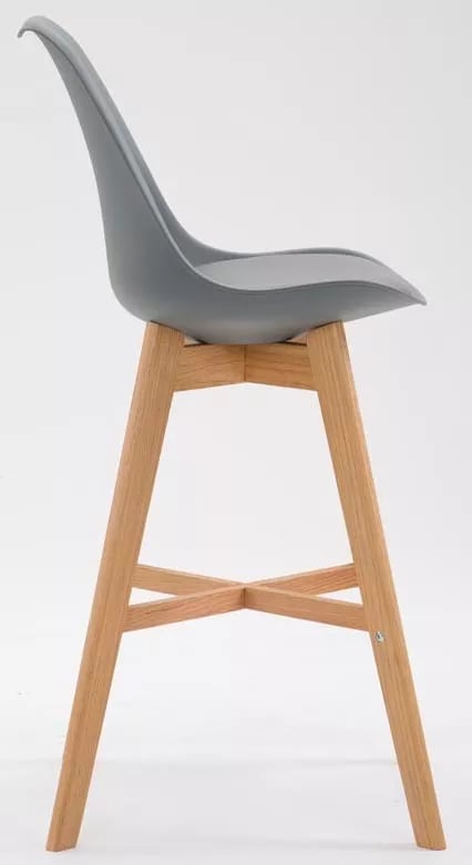 Set med 2 Cannes barstolar - Naturlig finish plast sits med träram i ek, grå
