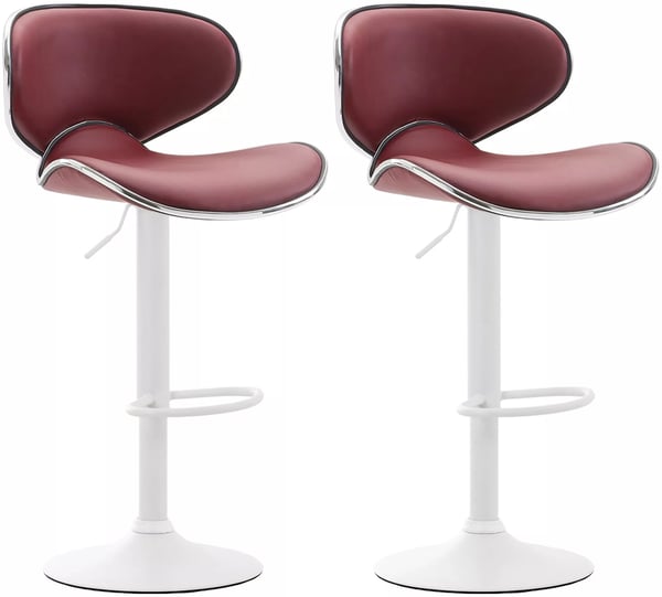 Set med 2 Bordeaux barstolar i konstläder med metallram i kromlook - Justerbar höjd Set med 2 Bordeaux barstolar i konstläder med metallram i kromlook - Justerbar höjd