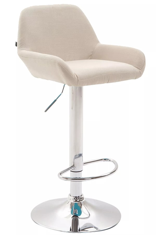 Sæt med 2 Braga stofbarstole, creme med krom-look metalstel