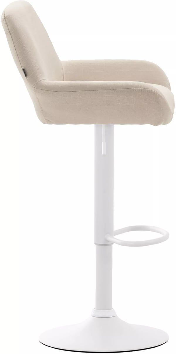 Sæt med 2 cremefarvede stofbarstole med krom-look metalstativ