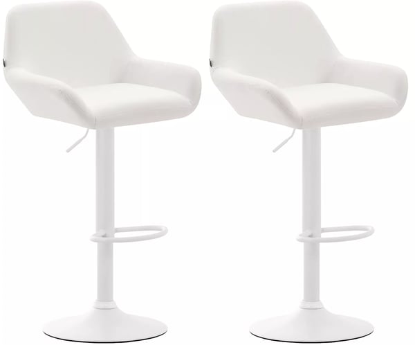 Set med 2 vita barstolar i konstläder med matt svart metallbas - Braga