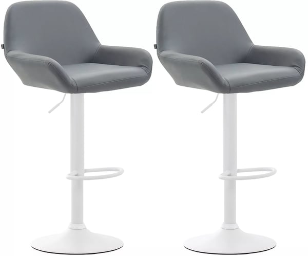 Set med 2 grå barstolar i konstläder med matt svart metallställ - Braga Style
