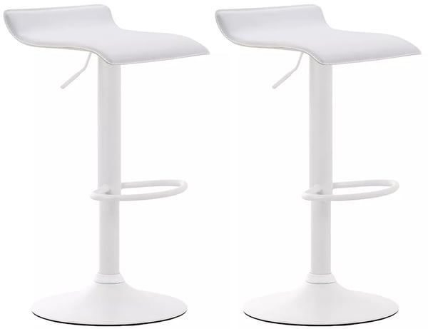 Set med 2 Dyn V2 Barstolar Vit Konstläder med Metallbas, Justerbar Höjd