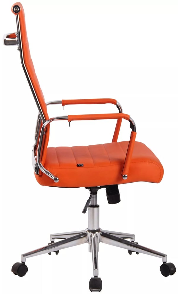 Orange kontorstol i kunstlæder Kolumbus med metalstel i krom-look