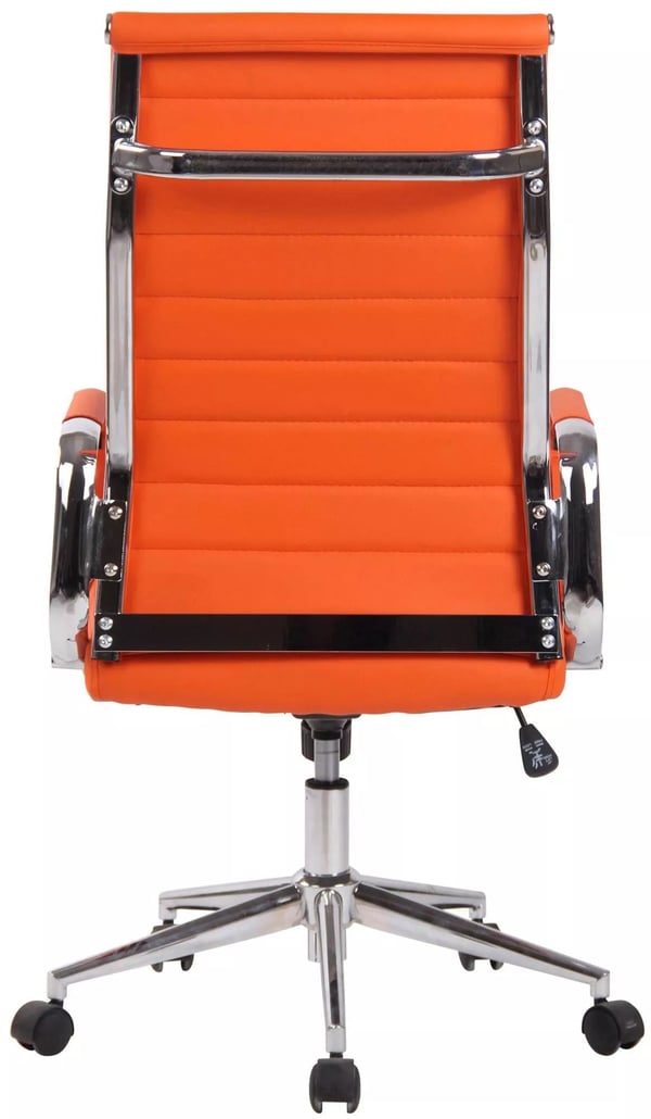 Orange kontorstol i kunstlæder Kolumbus med metalstel i krom-look