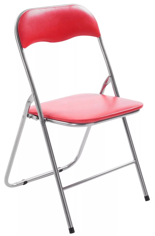 Sæt med 4 klapstole Felix, rød/sølv, sæde i kunstlæder (PVC), metalramme