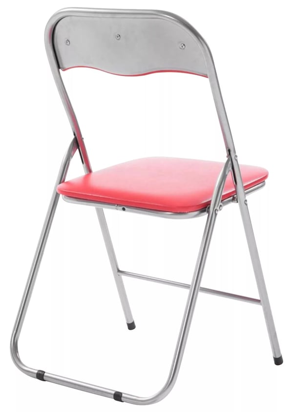 Sæt med 4 klapstole Felix, rød/sølv, sæde i kunstlæder (PVC), metalramme