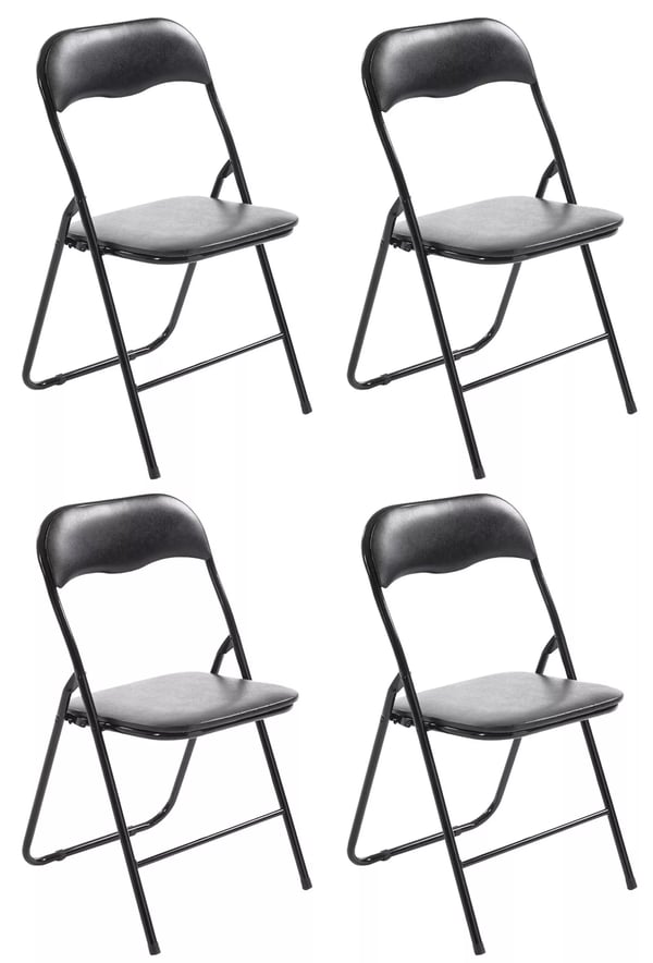Set med 4 fällbara stolar Felix - Svart konstläder (PVC) sits, metallram