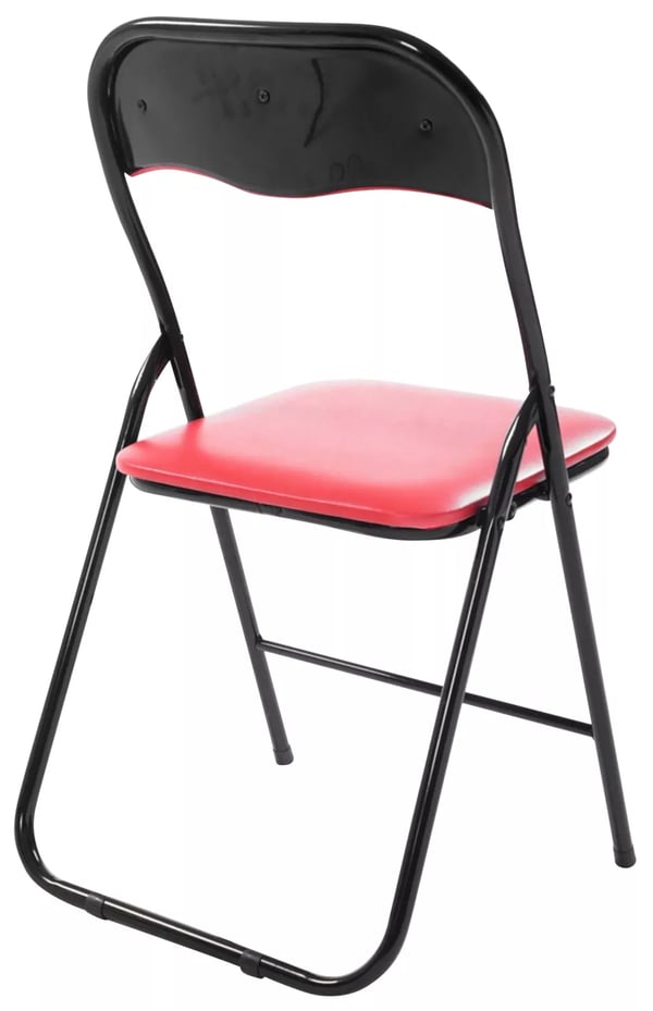 Set med 4 fällbara stolar med metallram - röd/svart konstläder, lättskött