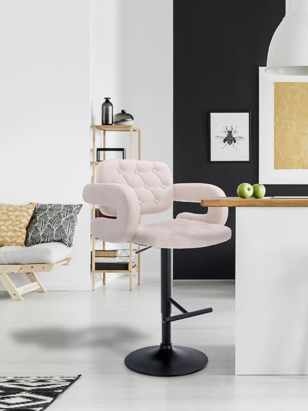 Beige stof justerbar barstol med metalramme - Dublin kollektionen