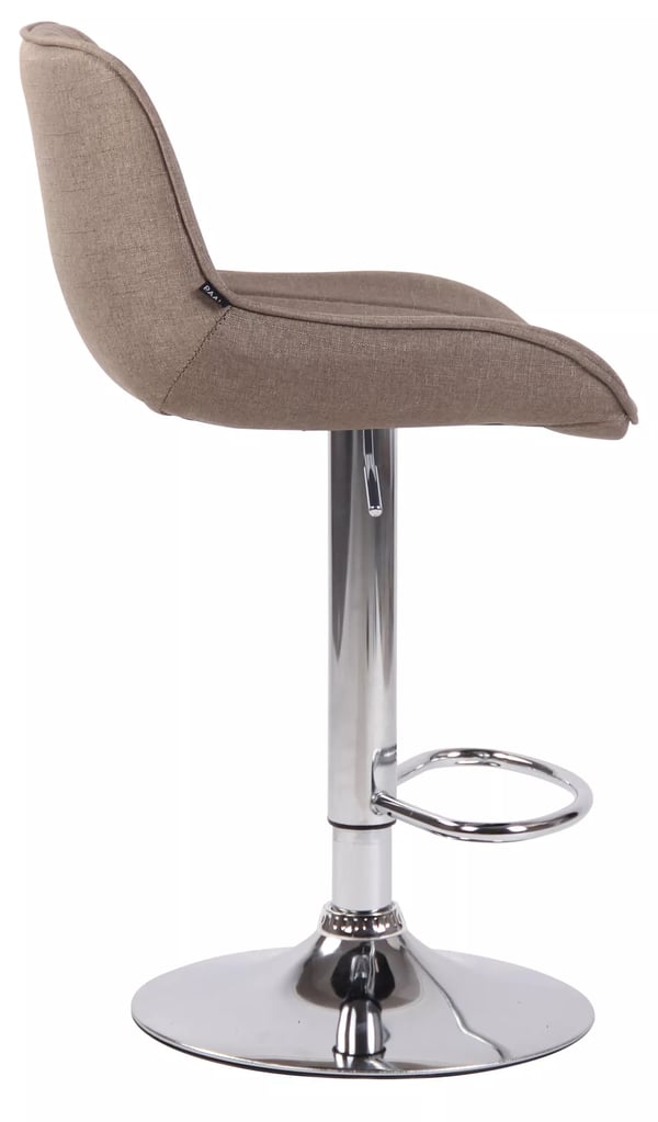 Lentini Taupe stof metal barstol med krom base