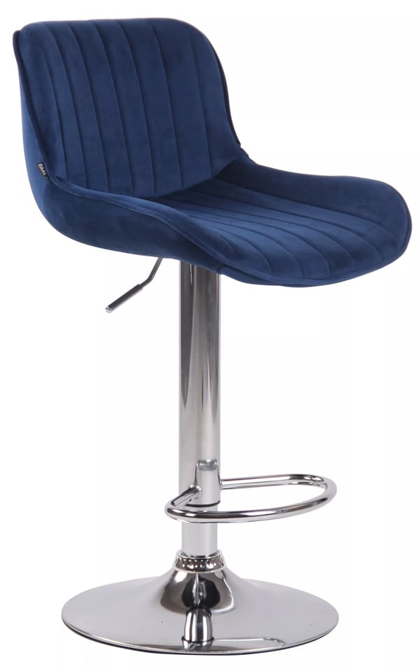 Bar Stool Lentini Velvet Blue Metal Chrome Bar Stool Lentini Velvet Blue Metal Chrome