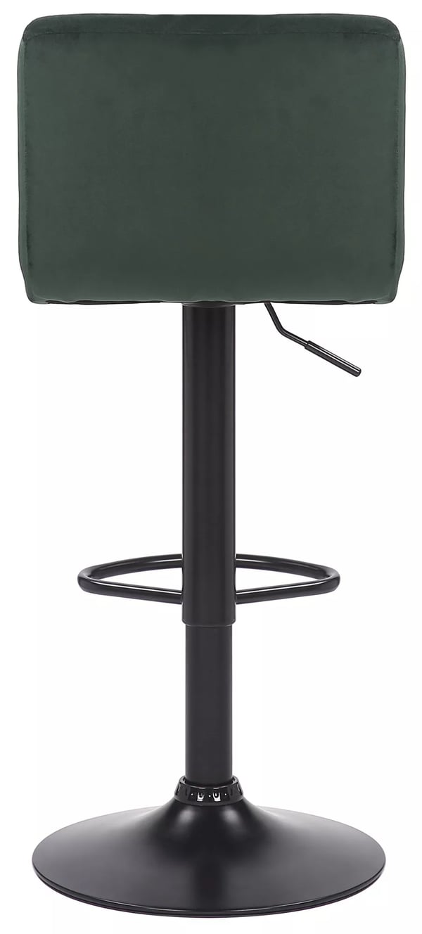 Sæt med 2 Feni grønne fløjlsbarstole med fodstøtte - mat sort metalbase (40x40x85 cm)