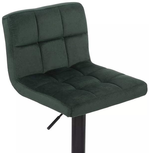 Sæt med 2 Feni grønne fløjlsbarstole med fodstøtte - mat sort metalbase (40x40x85 cm)