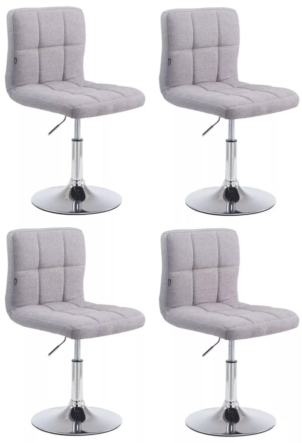 Set med 4 Palma Lounger V2 Grå Tyg Barstolar med Krom Metallbas