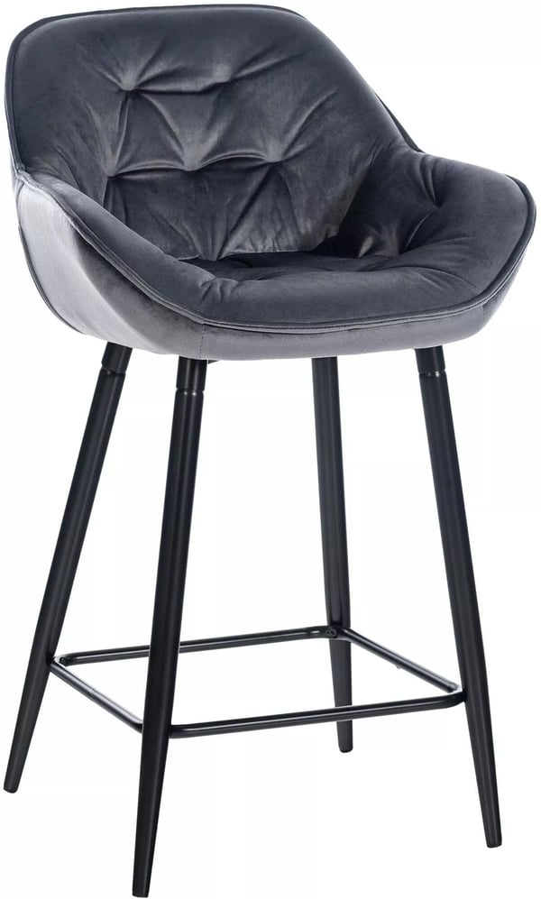 Gibson sammetsbarstol, mörkgrå med matt svart metallram