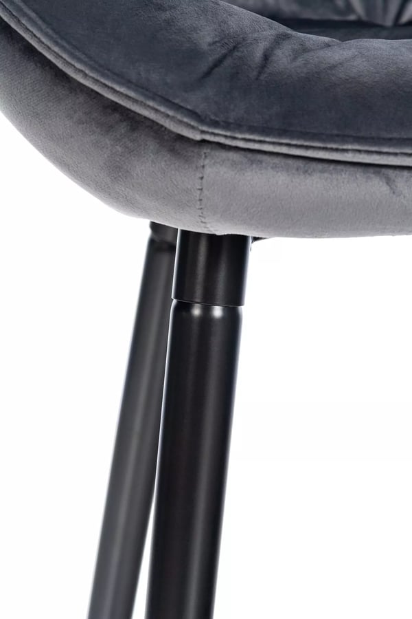 Gibson sammetsbarstol, mörkgrå med matt svart metallram