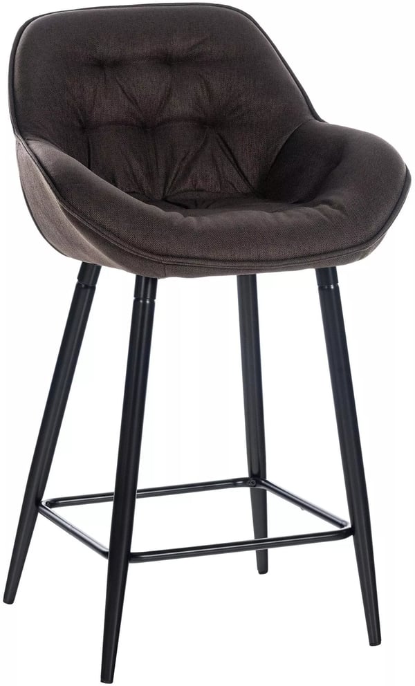 Gibson brun stof barstol med mat sort metalstel