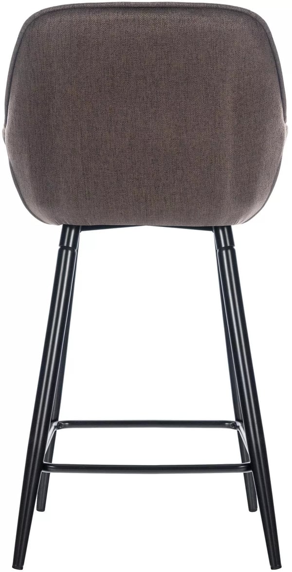 Gibson brun stof barstol med mat sort metalstel