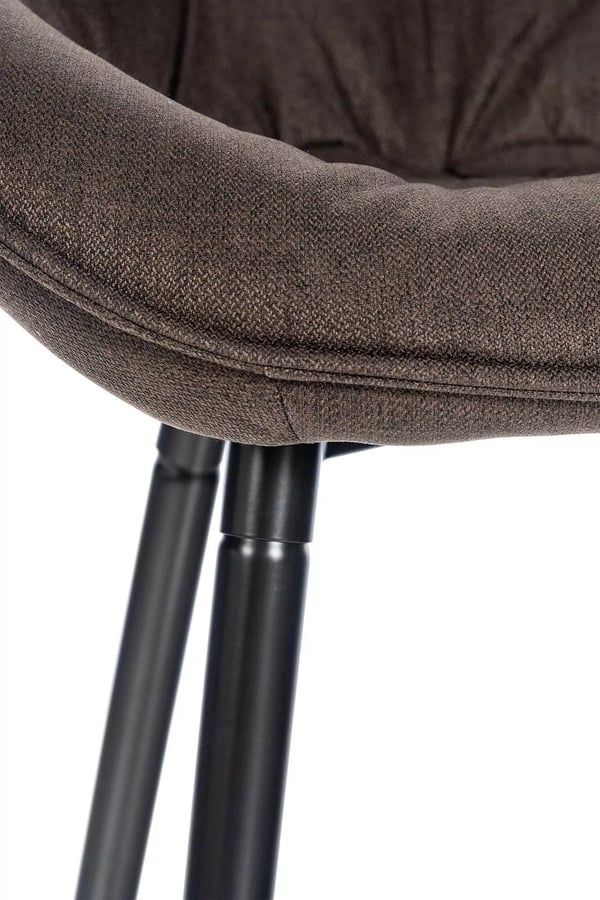 Gibson brun stof barstol med mat sort metalstel