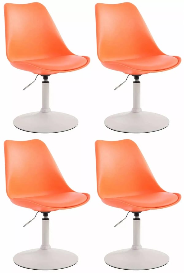 Maverick Set med 4 orange plastmatstolar med metallbas