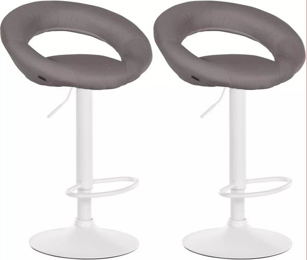 Set med 2 Olinda Grå Barstolar i Tyg med Metallram, Justerbar Höjd