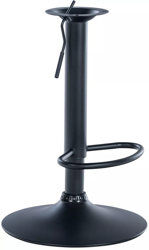 Sort metal barstol udskiftningsbase med fodstøtte, højdejusterbar (57-77cm), 10x10cm sædemontering