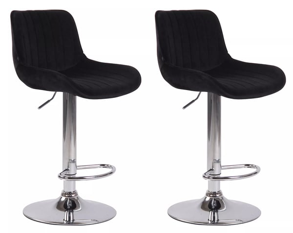 Set med 2 Lentini sammetsbarstolar, svart sammet, metallram