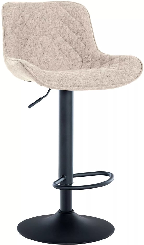 Minosa Barstol i Taupe Tyg med Metallram, 360 Svängbar, Justerbar Höjd