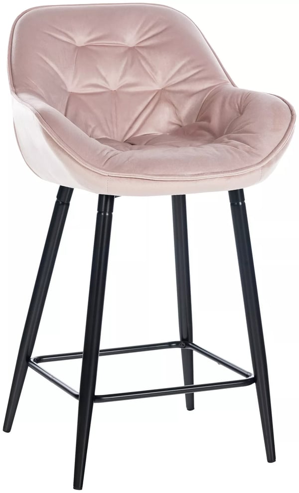 Rosa sammet Gibson barstol med metallram, 76 cm sitthöjd